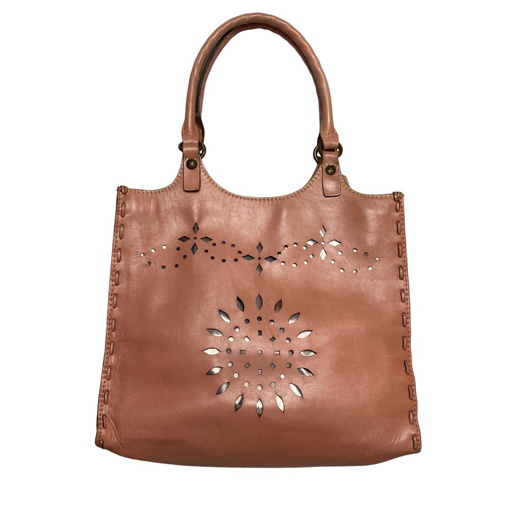 Patricia Nash Podesta Blush Pink Laser Cut Leather Satchel Crossbody